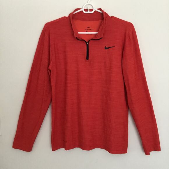 Nike Dri-Fit Womens Red Long Sleeve 1/4 Zip Athletic Pullover Size Small - Picture 1 of 4